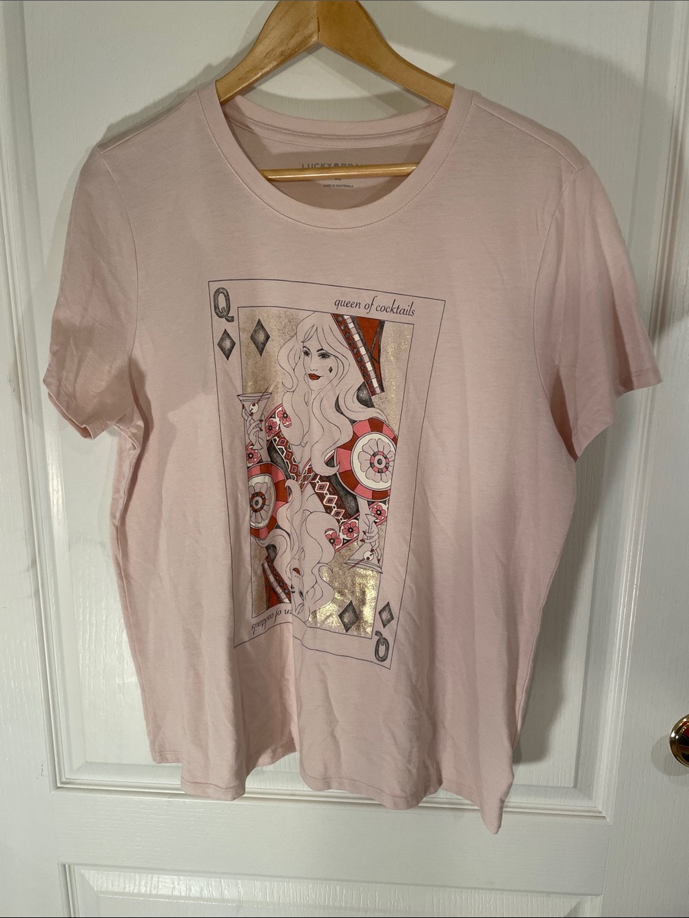 Lucky Brand Pale Pink 'Queen of Cocktails' Graphic Crewneck Tee